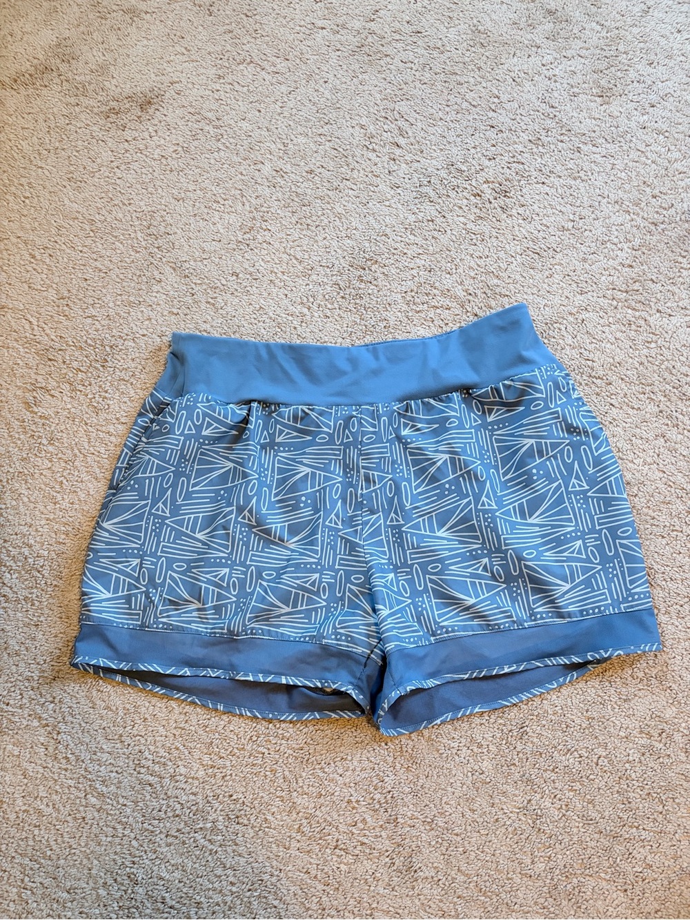 Women's Blue Geometric Athletic Shorts